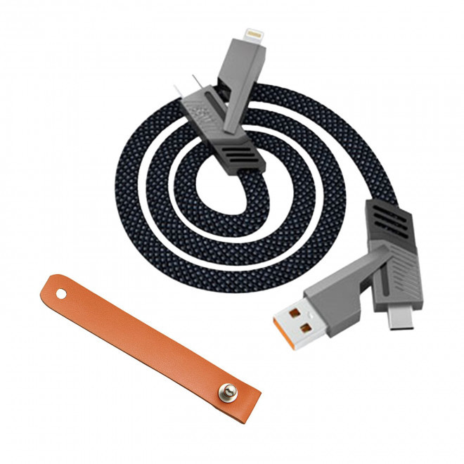 CABLE ET ATTACHE PERSONNALISABLE  'NEGMO' - noir/orange