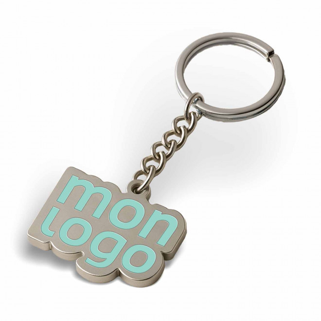 PORTE-CLES PUBLICITAIRE SUR-MESURE EN ZAMAC 2D 'CUSTOM' - à la forme