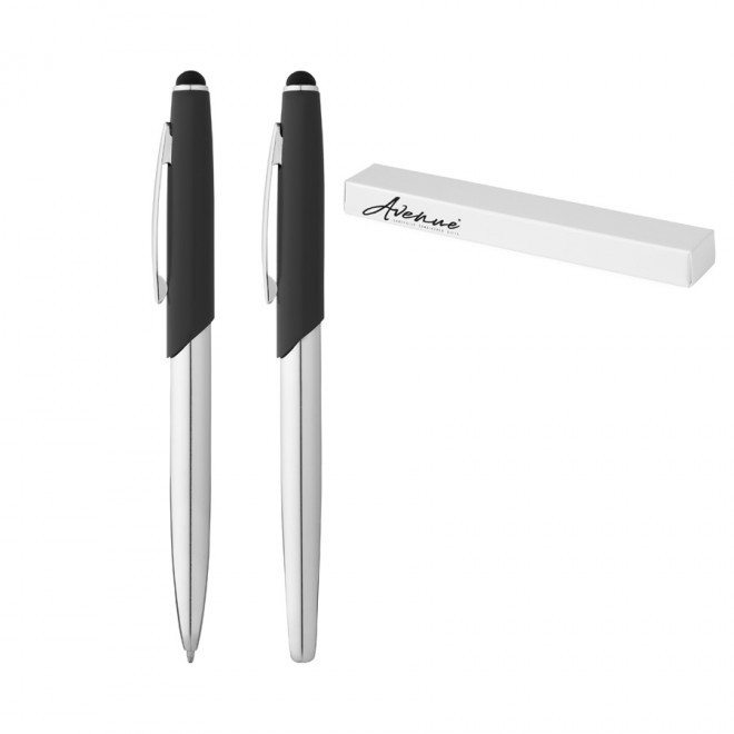 PARURE STYLO À BILLE ET ROLLER AVEC STYLET 'GENEVA' - noir