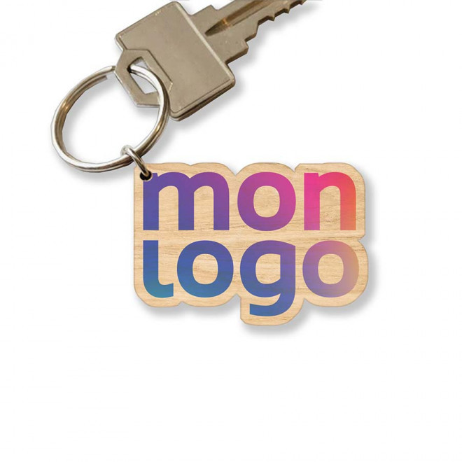 PORTE-CLES BOIS PUBLICITAIRE SUR MESURE 'PLATI' - bois
