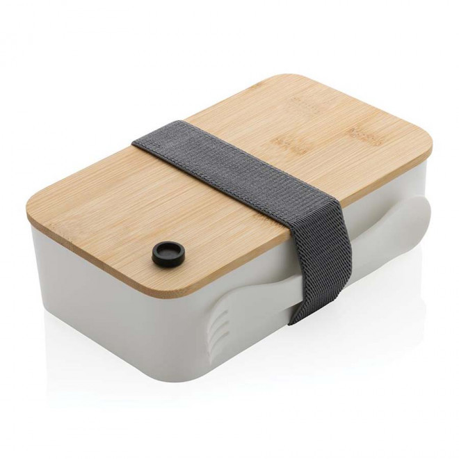 LUNCH BOX PUBLICITAIRE 'CURVIE PP RECYCLE BAMBOU' - blanc