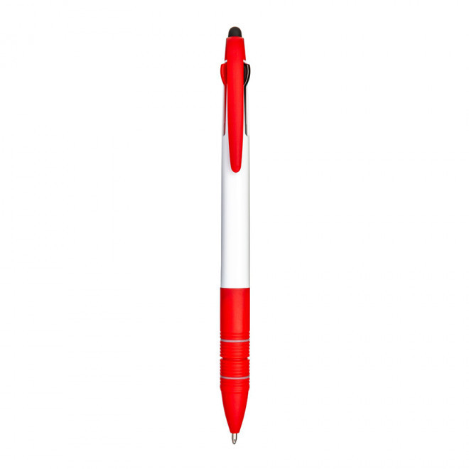 STYLO PUBLICITAIRE 3 COULEURS AVEC STYLET 'MAYALL' - rouge/blanc