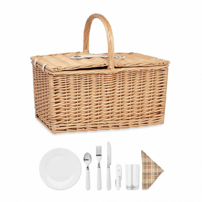 PANIER PIQUE-NIQUE POUR 4 PERSONNES 'VIVI+' - blanc/marron