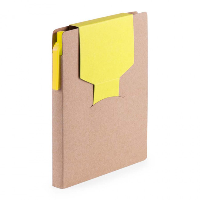 BLOC-NOTES PUBLICITAIRE AVEC STYLO MARQUE-PAGES 'NOTOU' - jaune