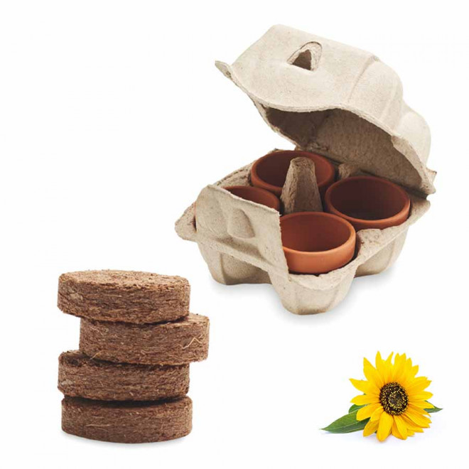 KIT DE PLANTATION PUBLICITAIRE PAPIER BLANC 'TERRI' - tournesol