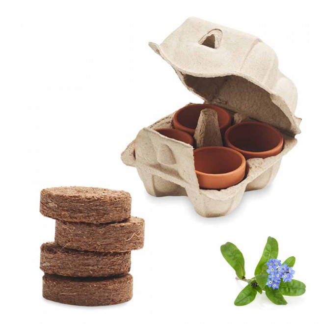 KIT DE PLANTATION PUBLICITAIRE PAPIER BLANC 'TERRI' - myosotis