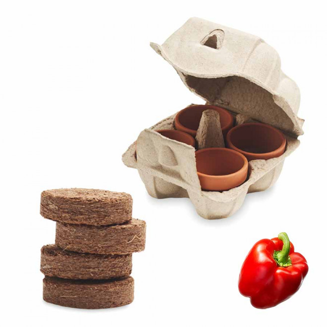 KIT DE PLANTATION PUBLICITAIRE PAPIER BLANC 'TERRI' - poivron