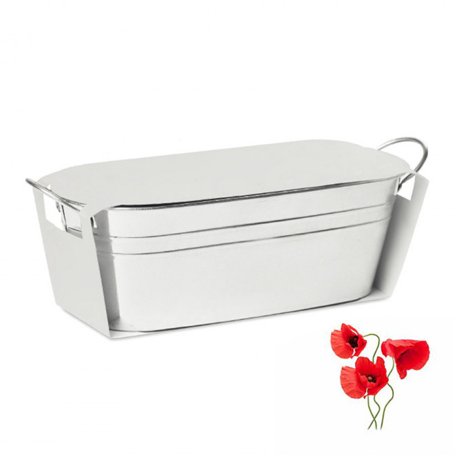 BAC A PLANTES PUBLICITAIRE 'BACAN BLANC' - coquelicot