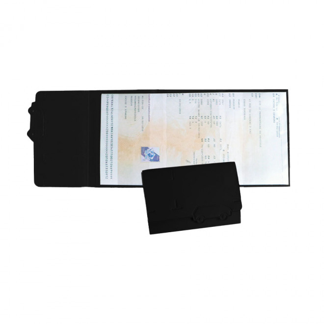 PORTE CARTE GRISE PUBLICITAIRE AVEC DECOUPE 'ROZEN' - noir