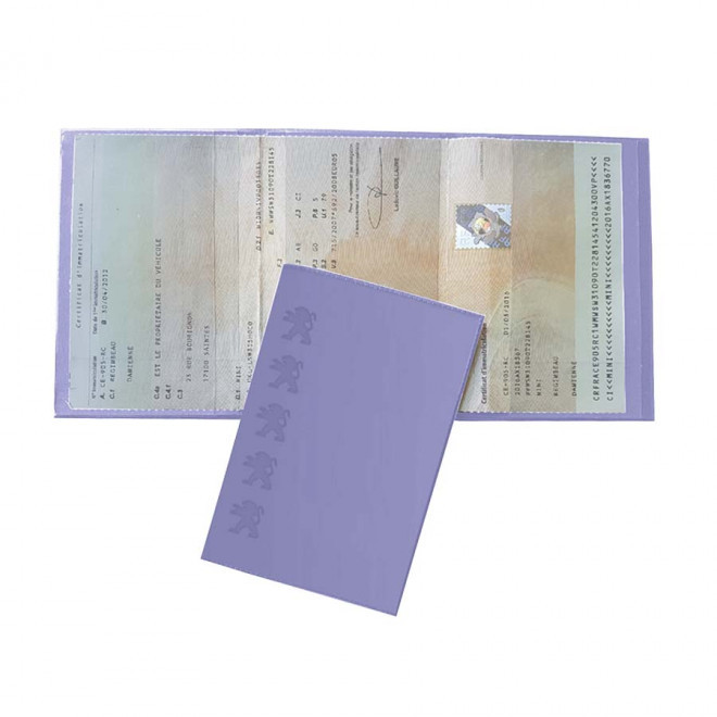 PORTE CARTE GRISE PUBLICITAIRE AVEC INCRUSTATION 'AVAM' - violine