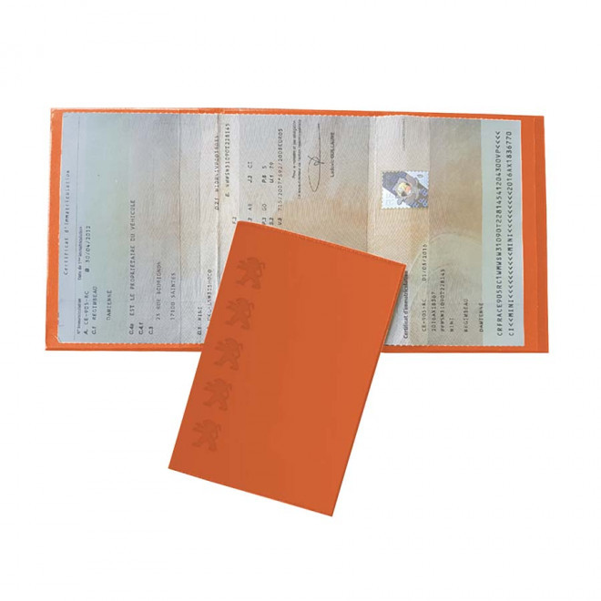 PORTE CARTE GRISE PUBLICITAIRE AVEC INCRUSTATION 'AVAM' - orange