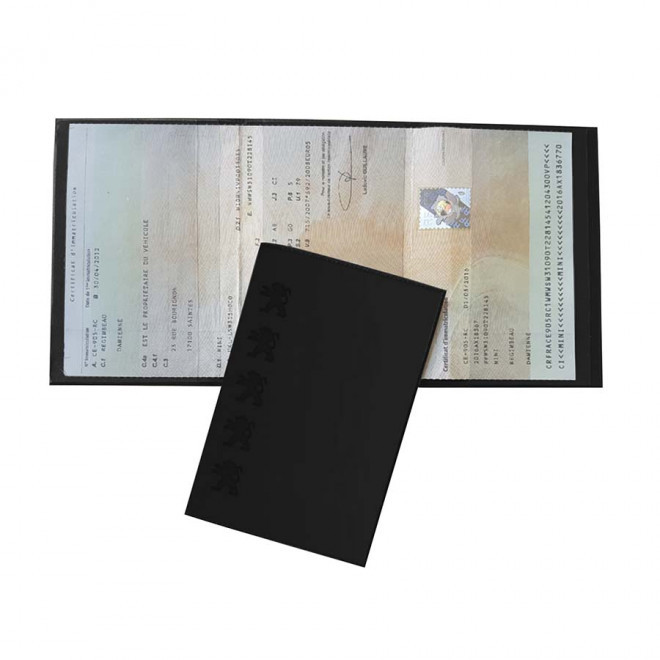 PORTE CARTE GRISE PUBLICITAIRE AVEC INCRUSTATION 'AVAM' - noir