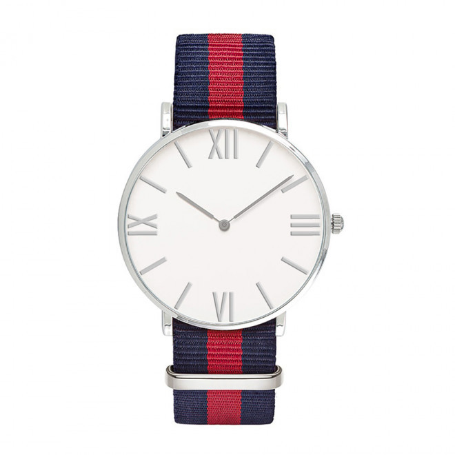 MONTRE PERSONNALISEE HOMME 'AXEL' - Chromé/marine/rouge