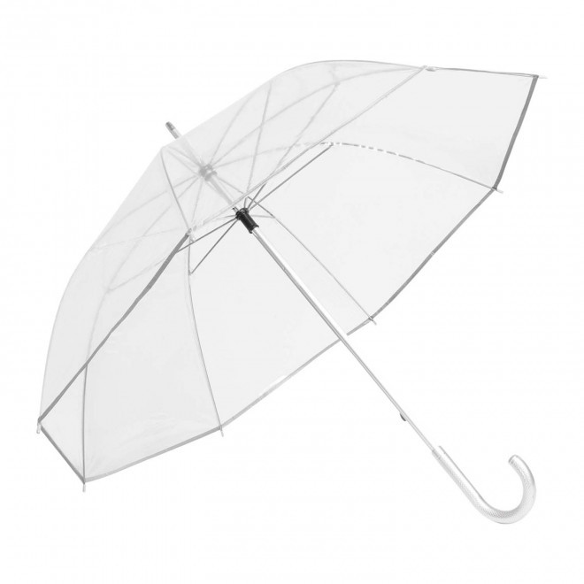 PARAPLUIE TRANSPARENT CANNE PERSONNALISABLE 'LENCO' - argenté