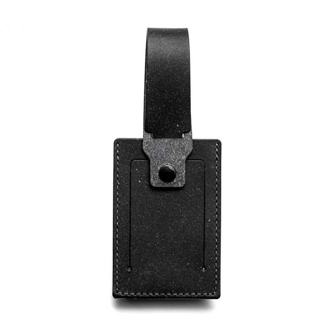 ETIQUETTE A BAGAGE PERSONNALISEE EN CUIR RECYCLE 'ELISA' - noir