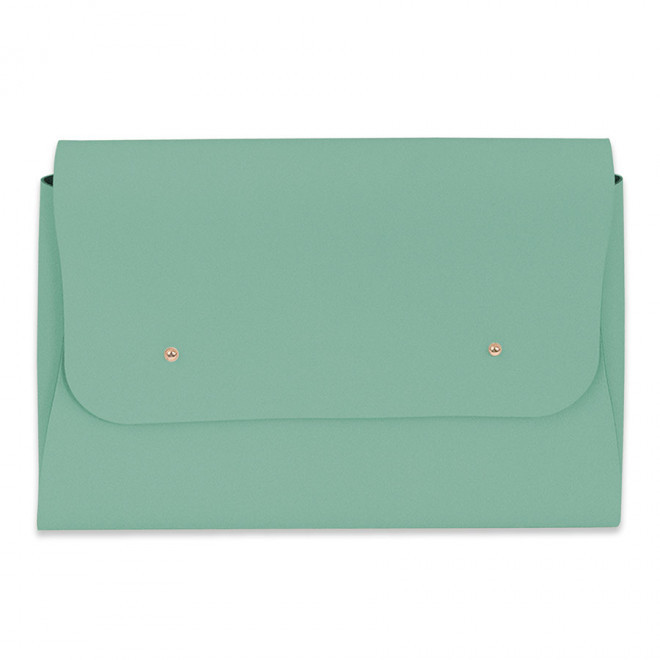 POCHETTE PUBLICITAIRE EN CUIR RECYCLE 'ELENA' - vert eau