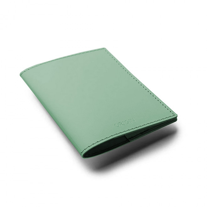 PORTE-PASSEPORT PUBLICITAIRE EN CUIR RECYCLE 'MARIA' - vert eau