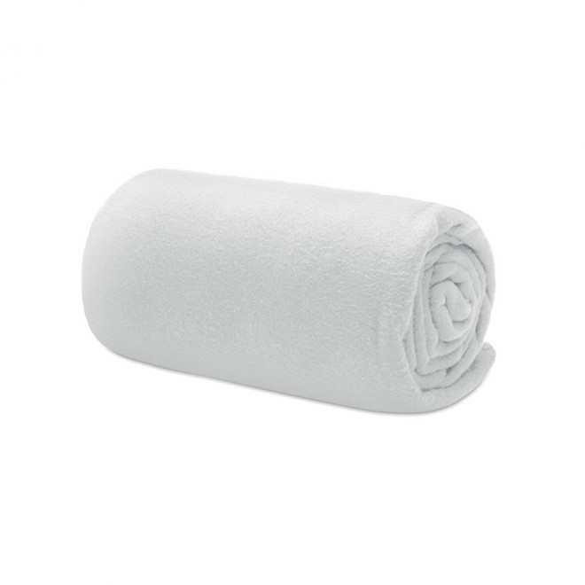 PLAID POLAIRE PERSONNALISABLE 'WEEK-END RPET' - blanc