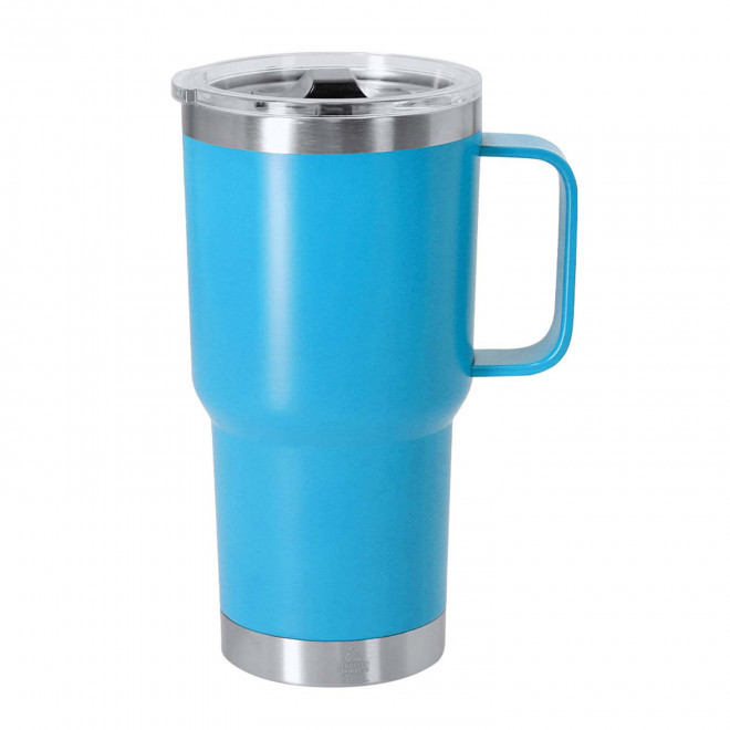 MUG ISOTHERME PERSONNALISABLE 600ML 'TENDENZA POIGNEE' - bleu clair