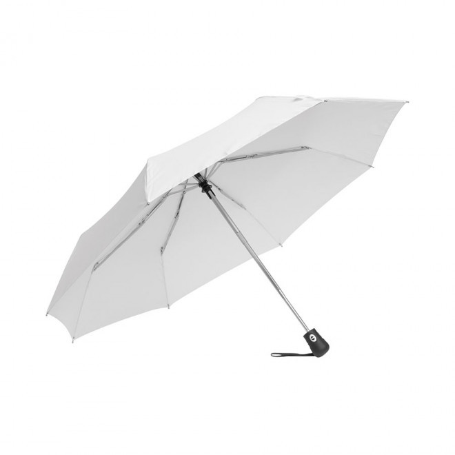 PARAPLUIE PUBLICITAIRE TEMPETE PLIABLE OUVERTURE AUTO 'THURSO' - blanc