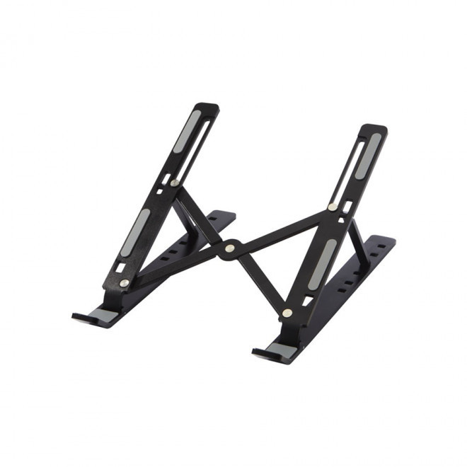 SUPPORT PLIABLE POUR ORDINATEUR PUBLICITAIRE 'MELOTEC' - noir