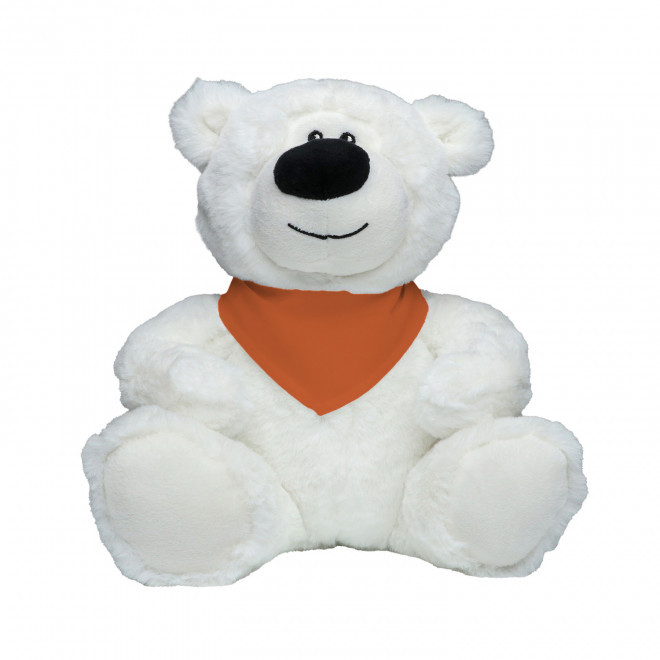 PELUCHE RPET OURS BLANC PERSONNALISABLE 'BABO BANDANA' - orange