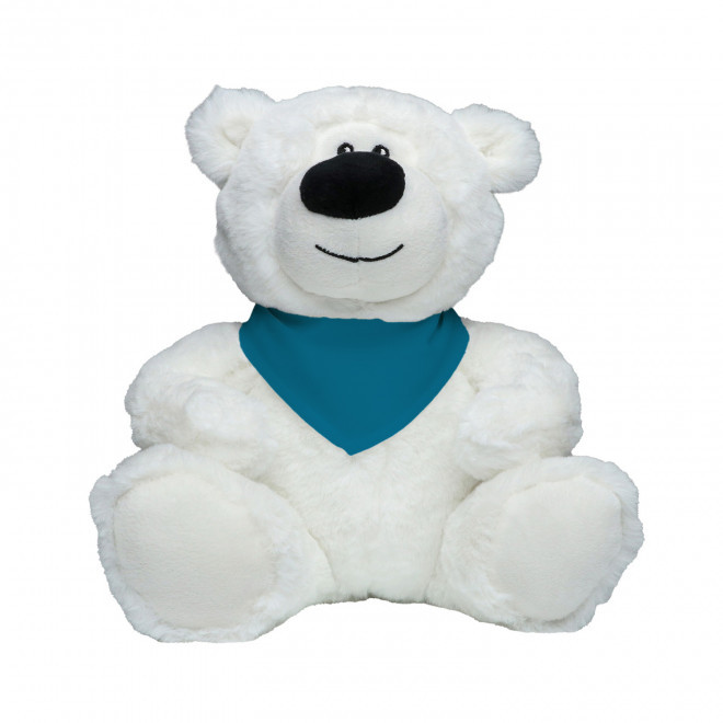PELUCHE RPET OURS BLANC PERSONNALISABLE 'BABO BANDANA' - turquoise