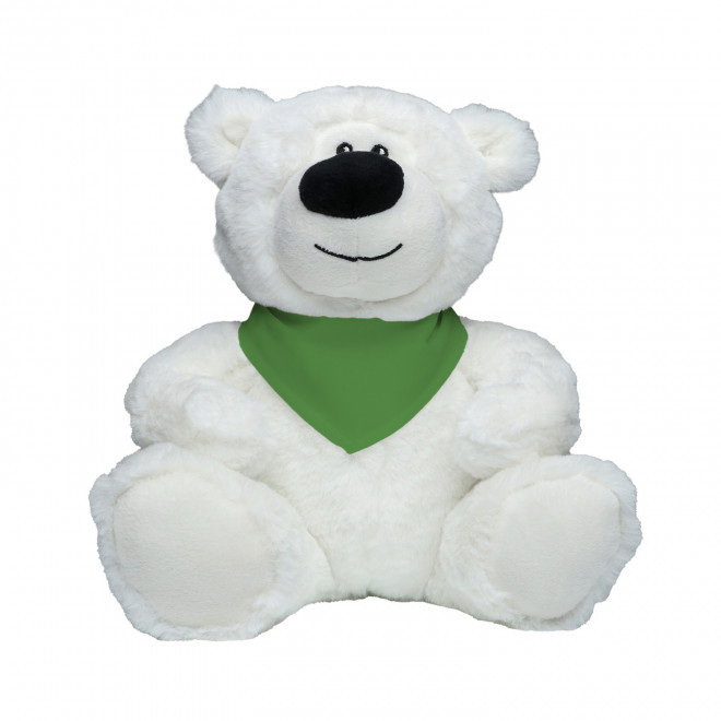 PELUCHE RPET OURS BLANC PERSONNALISABLE 'BABO BANDANA' - vert clair