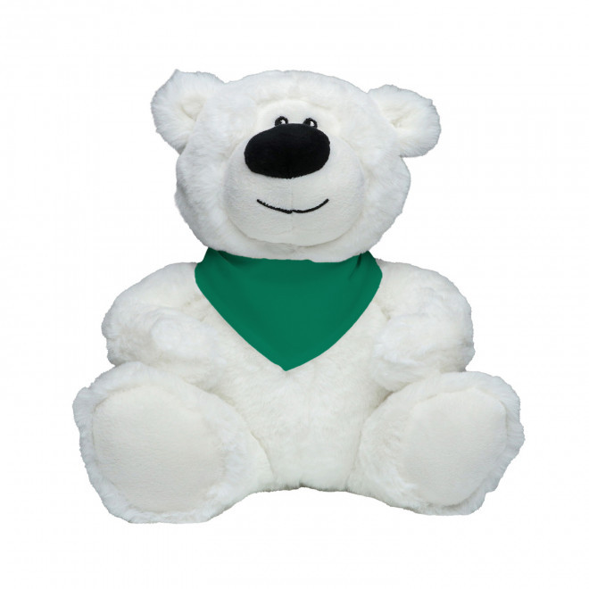 PELUCHE RPET OURS BLANC PERSONNALISABLE 'BABO BANDANA' - vert