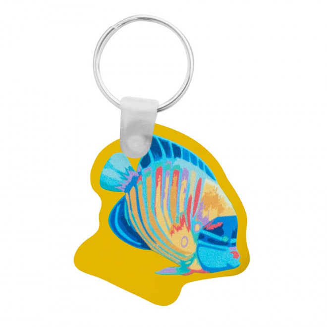 PORTE-CLÉS PUBLICITAIRE SUR MESURE EN ACRYLIQUE RIGIDE 'OLEIRAS' - jaune