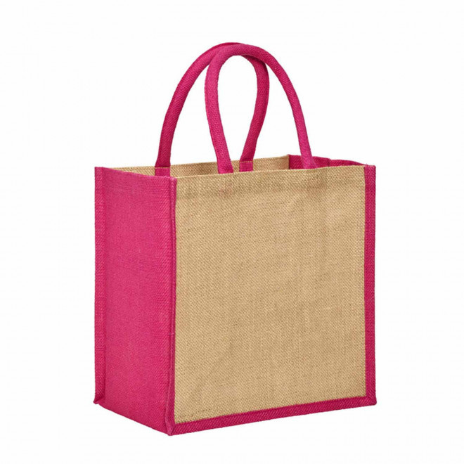SAC EN JUTE PERSONNALISABLE SOUFFLET COLORE 'FALI' - fuchsia