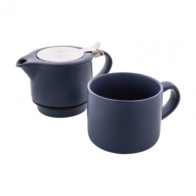 SERVICE A THE AVEC THEIERE PERSONNALISABLE 'INFUSION' - bleu foncé