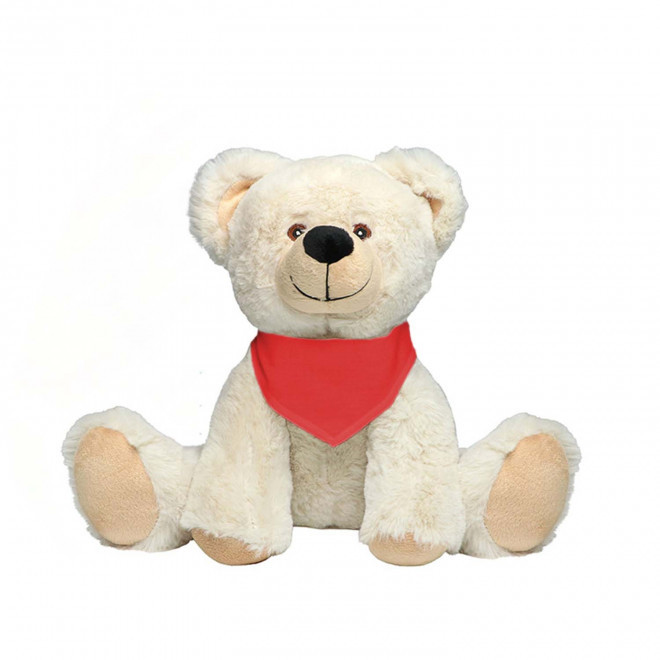 PELUCHE OURSON PERSONNALISABLE 'PADOU BANDANA' - beige/rouge