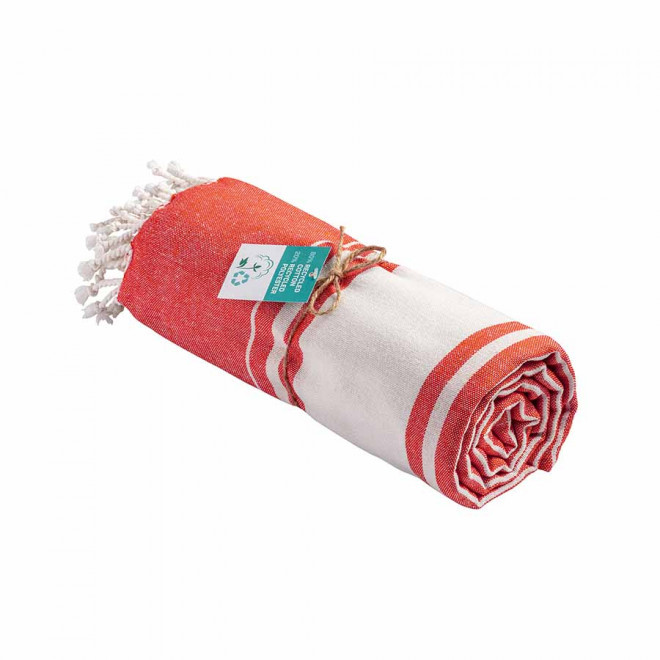 PAREO/FOUTA PERSONNALISABLE 'HORTENSE 180 RECYCLE CLASSIQUE' - rouge