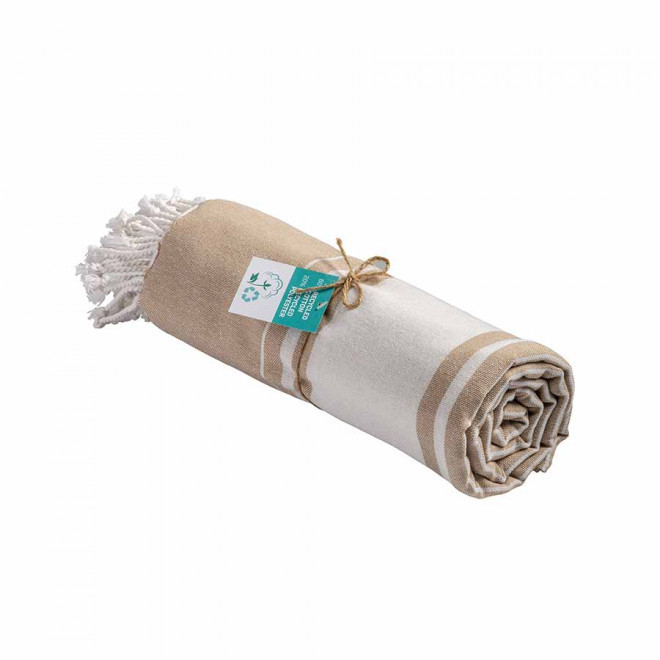 PAREO/FOUTA PERSONNALISABLE 'HORTENSE 180 RECYCLE CLASSIQUE' - écru