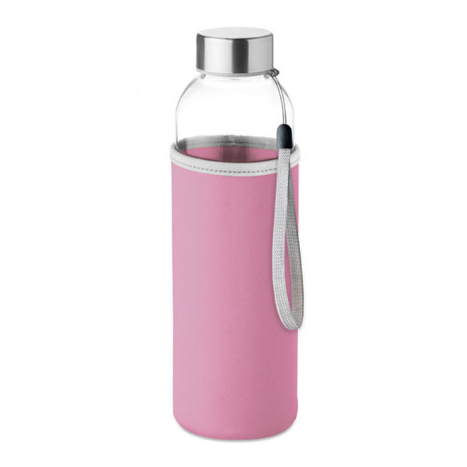 BOUTEILLE EN VERRE/NEOPRENE PERSONNALISABLE 'BOCA GLASS' - rose