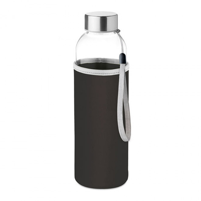 BOUTEILLE EN VERRE/NEOPRENE PERSONNALISABLE 'BOCA GLASS' - noir