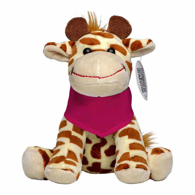 PELUCHE GIRAFE PERSONNALISABLE 'MANNY BANDANA' - rose