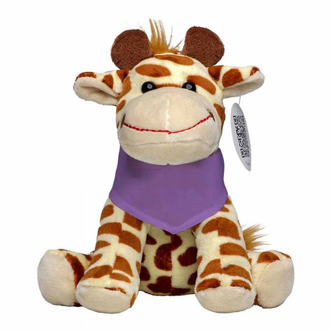 PELUCHE GIRAFE PERSONNALISABLE 'MANNY BANDANA' - violet