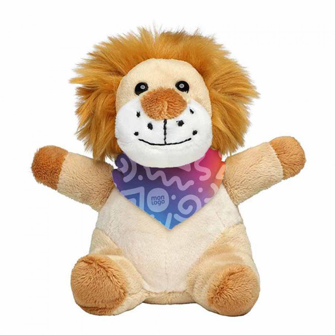 PELUCHES PERSONNALISABLES DE LA SAVANE AVEC BANDANA SUBLIMÉ  - sable