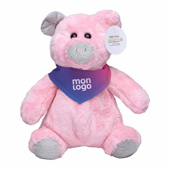PELUCHE PERSONNALISABLE ANIMAUX DE LA FERME AVEC BANDANA SUBLIME - rose