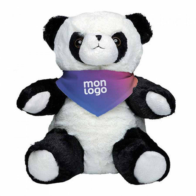 PELUCHE PERSONNALISABLE ANIMAUX FORET BANDANA SUBLIME - noir/blanc