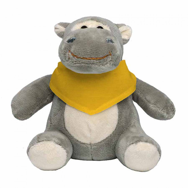 PELUCHE HIPPOPOTAME PERSONNALISABLE 'HEPPO BANDANA' - jaune