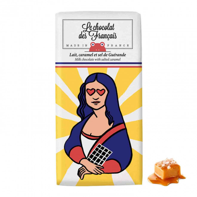 TABLETTE DE CHOCOLAT AU LAIT PUBLICITAIRE LE CHOCOLAT DES FRANCAIS 'CHOFI' - lait, caramel & sel