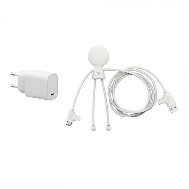 PACK DE CÂBLE ET PRISE PUBLICITAIRE XOOPAR® 'MR BIO FASTCHARGE PRISE 30W' 72H - blanc