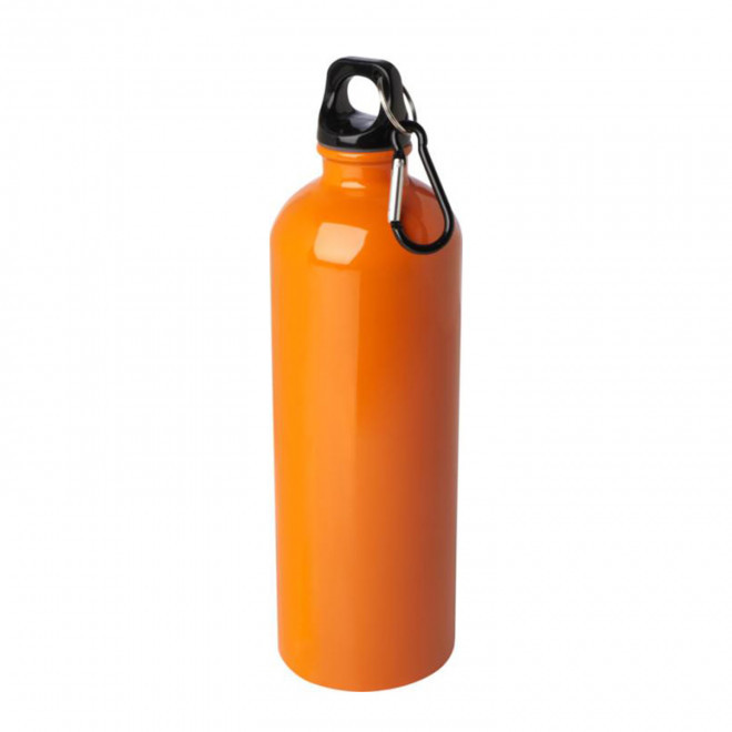 GOURDE ACIER RECYCLE 750ML PERSONNALISABLE 'AVEREST' MOUSQUETON NOIR - orange