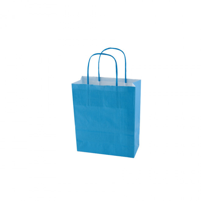 SAC PAPIER KRAFT PUBLICITAIRE ANSES TORSADEES 'CUBANO' 18X22X8 cm 90 GR/M² - bleu