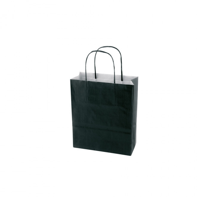 SAC PAPIER KRAFT PUBLICITAIRE ANSES TORSADEES 'CUBANO' 18X22X8 cm 90 GR/M² - noir