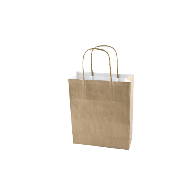 SAC PAPIER KRAFT PUBLICITAIRE ANSES TORSADEES 'CUBANO' 18X22X8 cm 90 GR/M² - doré