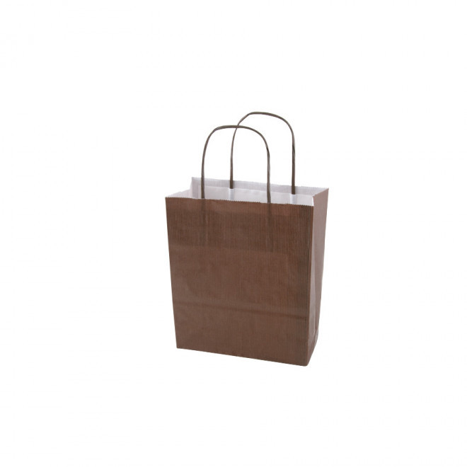 SAC PAPIER KRAFT PUBLICITAIRE ANSES TORSADEES 'CUBANO' 18X22X8 cm 90 GR/M² - brun